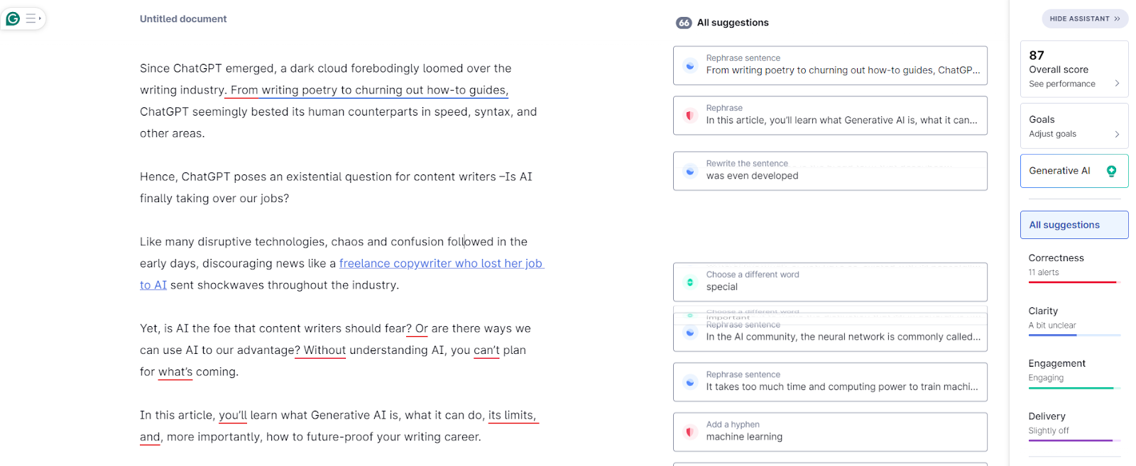 Grammarly online editor