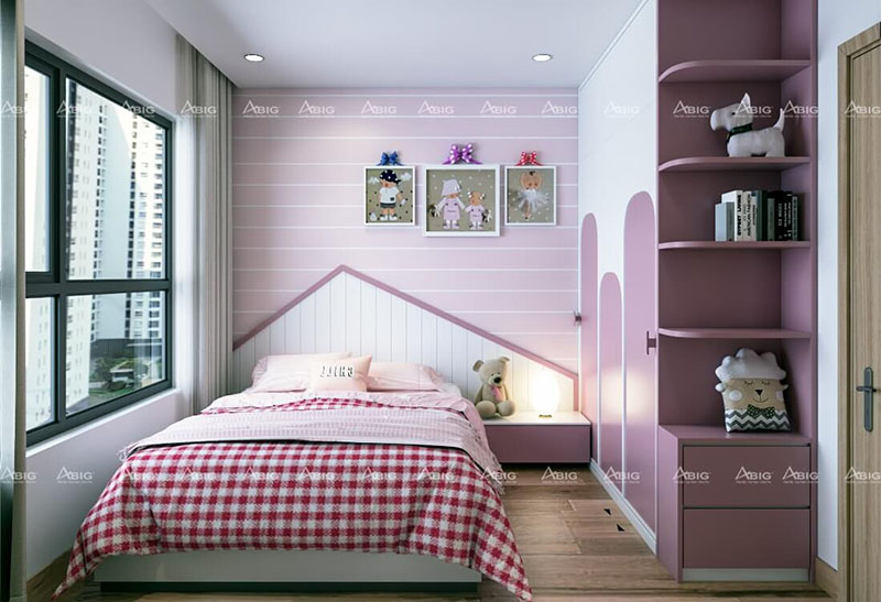 Thiết kế nội thất phòng ngủ cho bé gái chung cư Vinhomes Grand Park
