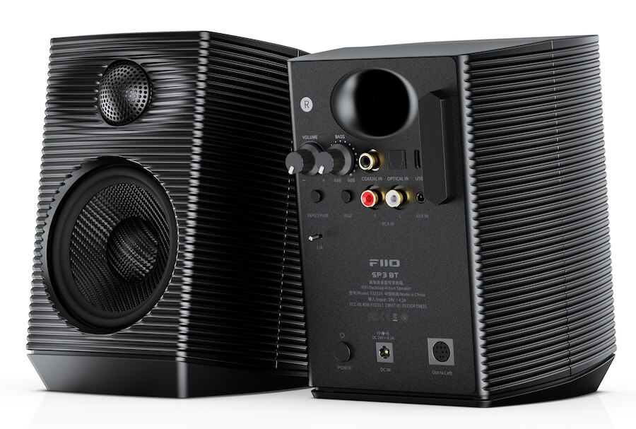 FiiO SP3 BT active desktop speakers in black color.