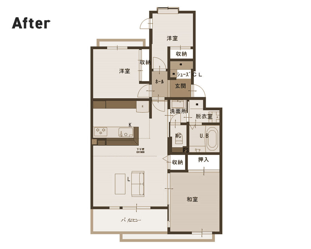 おしゃれなマンションリノベーションの間取り図after