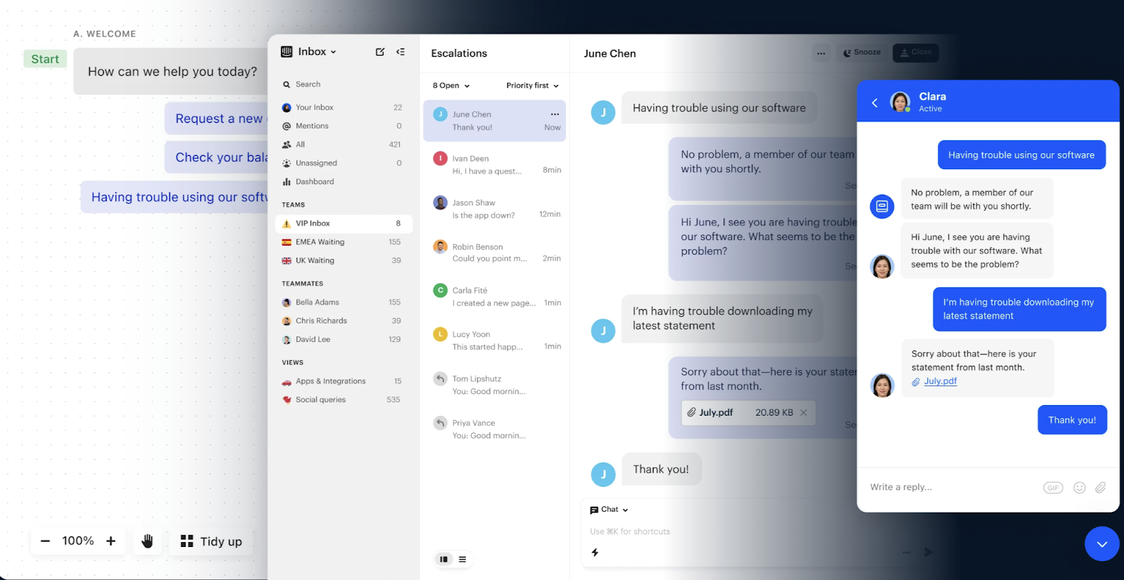 Image displaying the Intercom chat interface, a customer communication platform that serves as one of the Freshdesk alternatives.