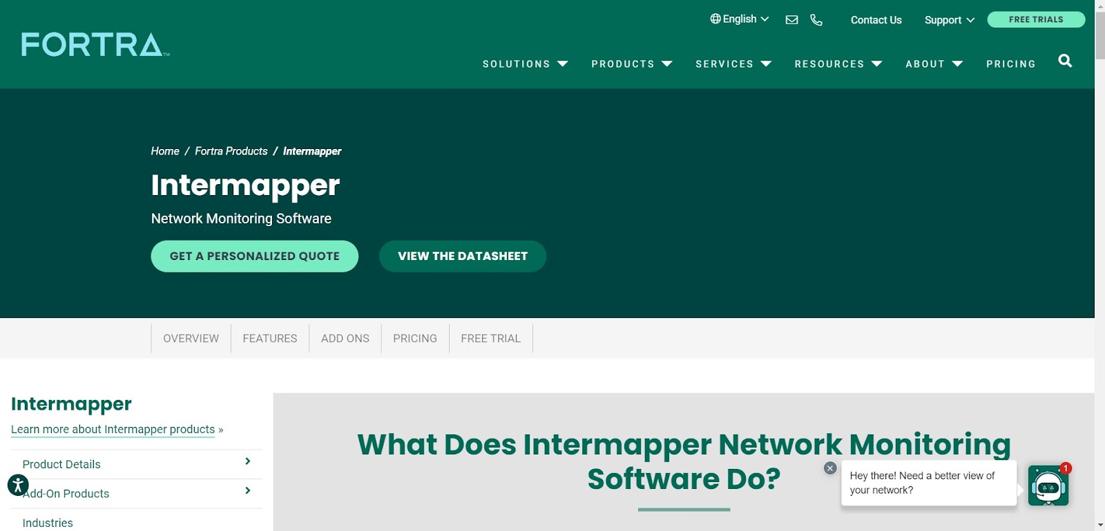 A screenshot of Intermapper's website