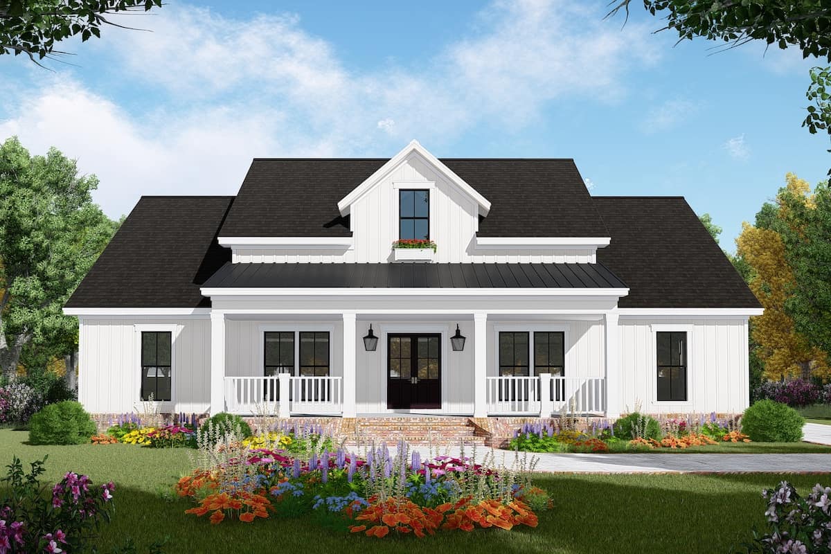 Beautiful modern farmhouse with welcoming front porch, 3 bedrooms, 2 baths, and 1817 square feet