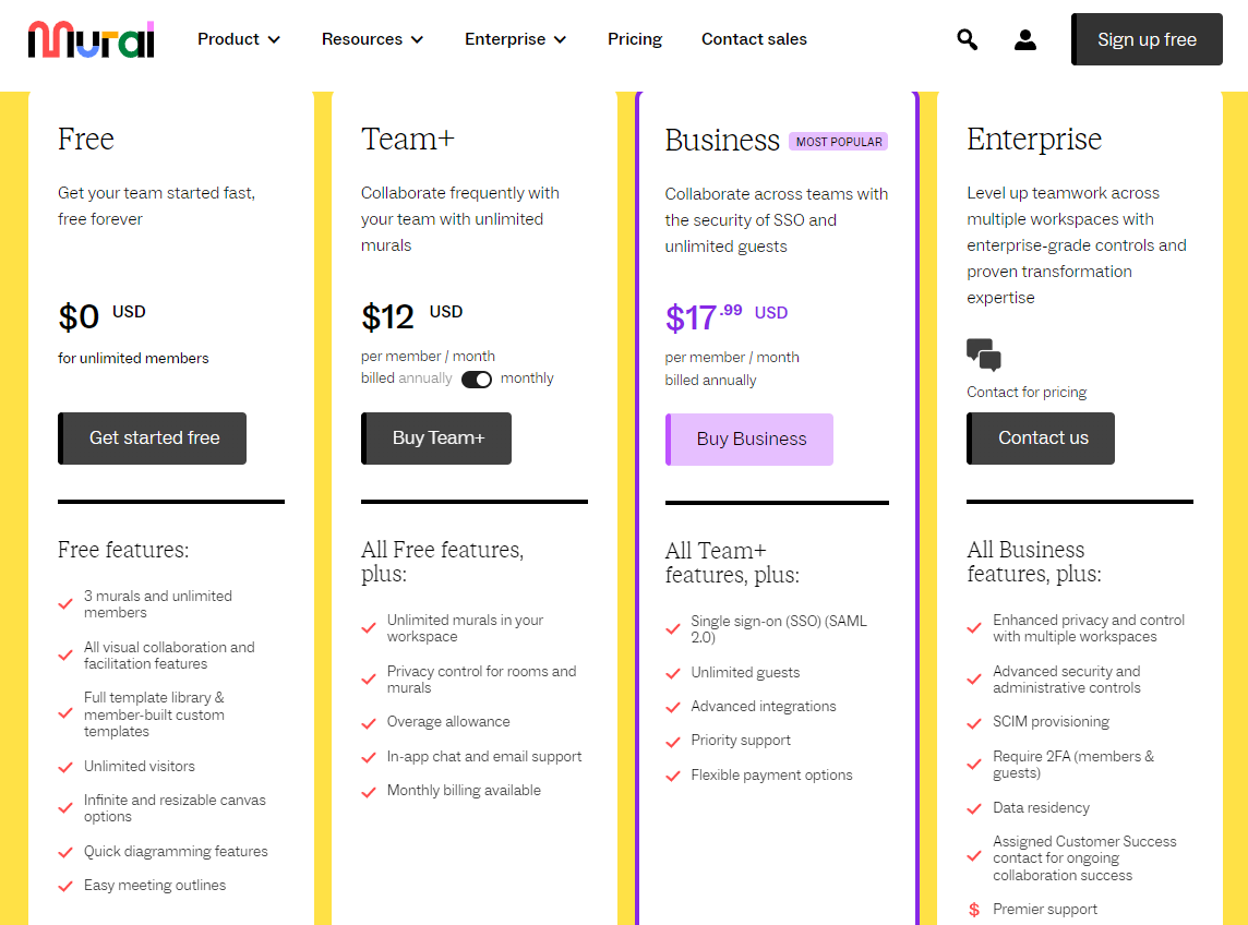 Pricing Plans for Mural