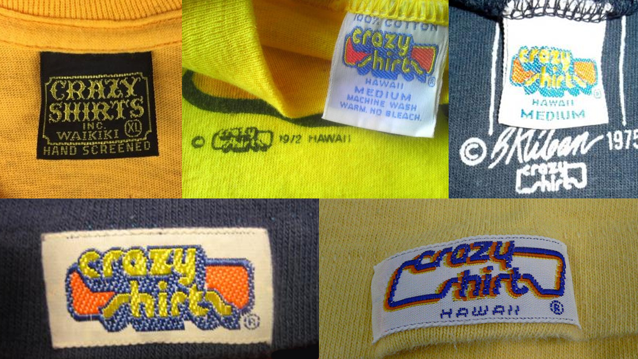 History of Crazy Shirts T-Shirt tag