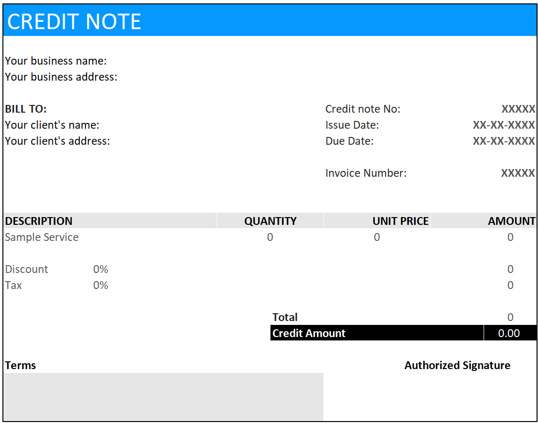 sample of credit note 