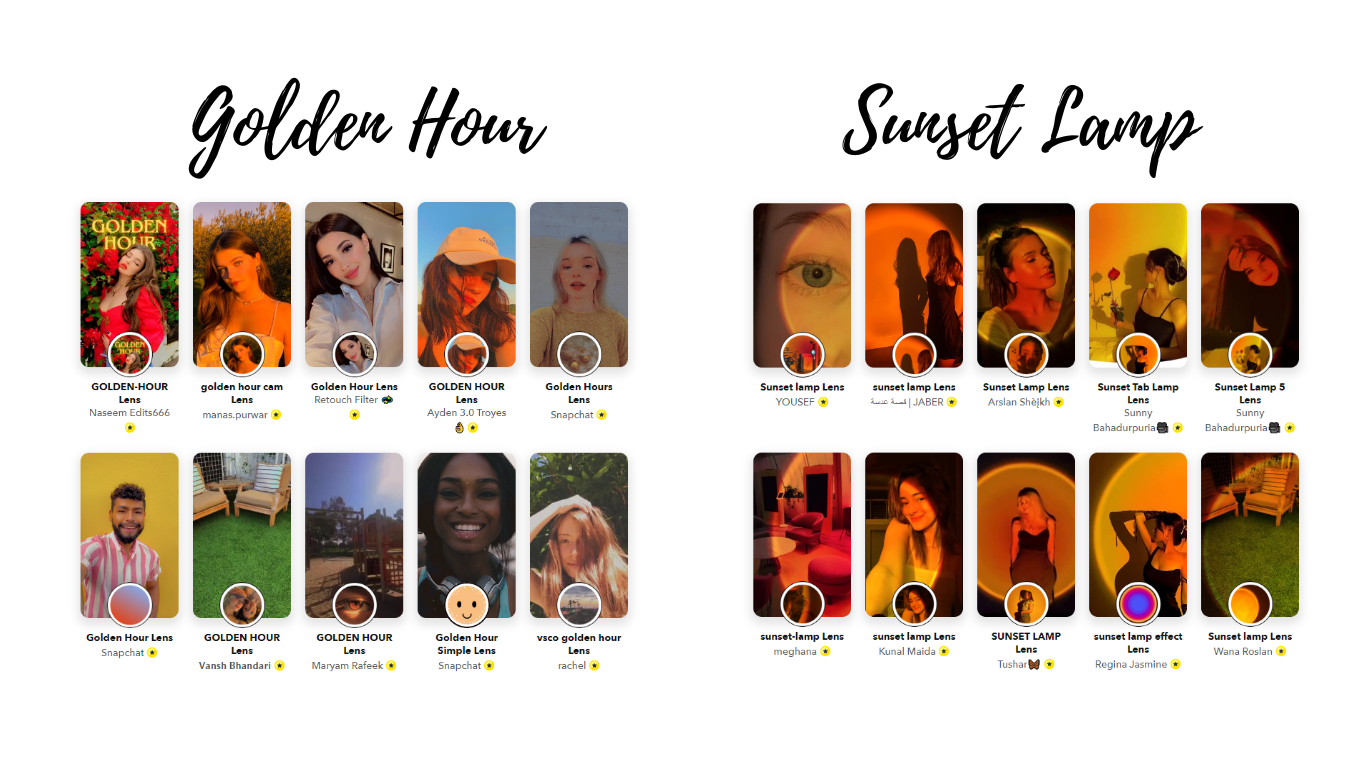 Snapchat Golden Hour and Sunset Lamp Lenses