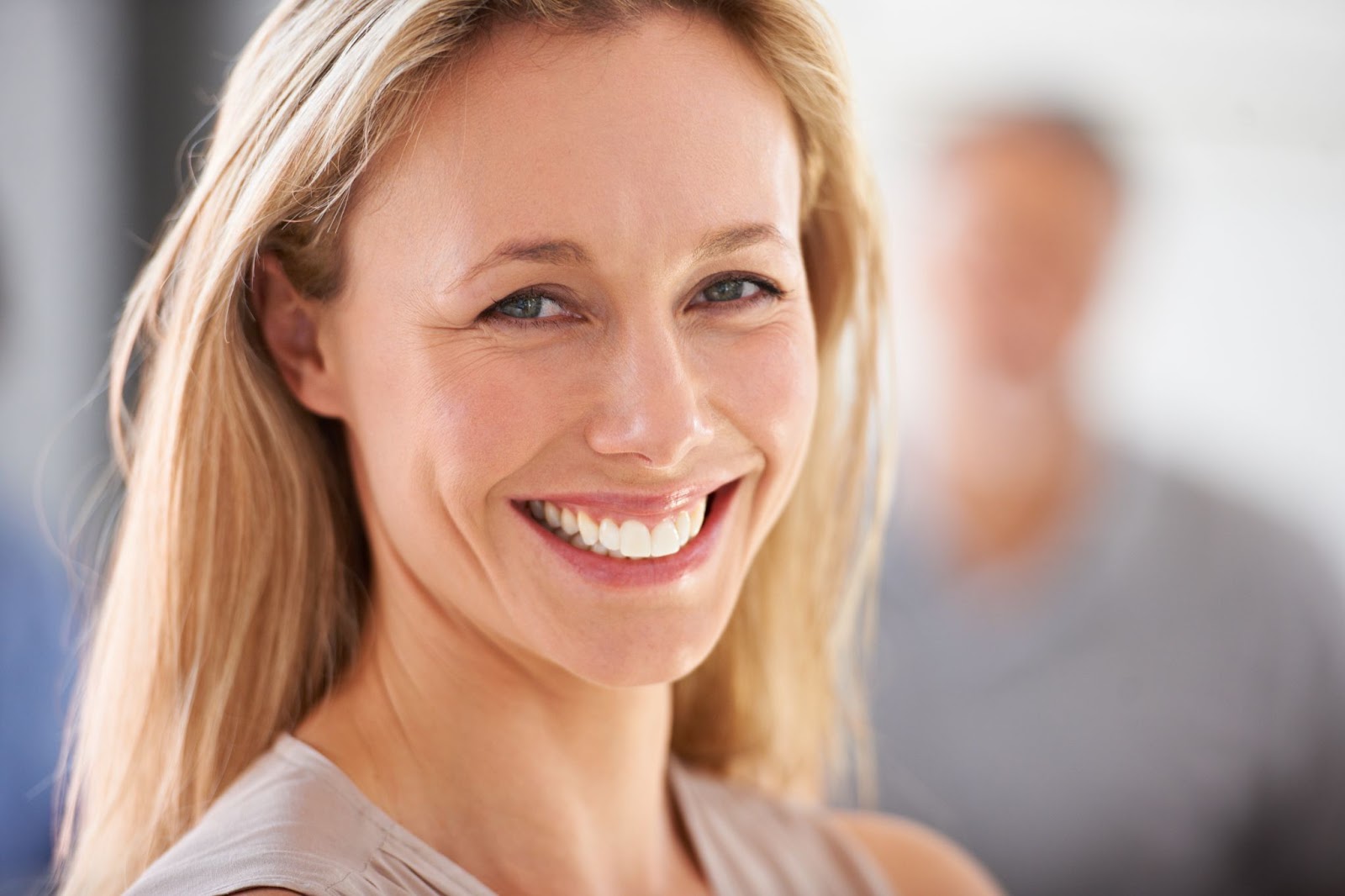 Smiling woman with symmetrical smile