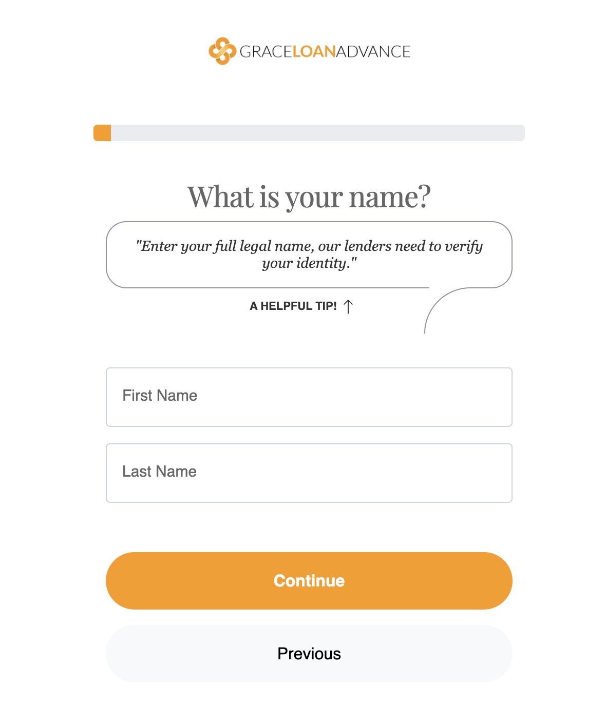 Second screenshot of Grace Loan Advance application