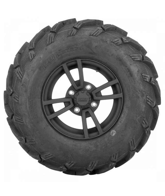 A side-facing image of the QuadBoss 6089-SSS Mud Tire, uninstalled and against a blank background.
