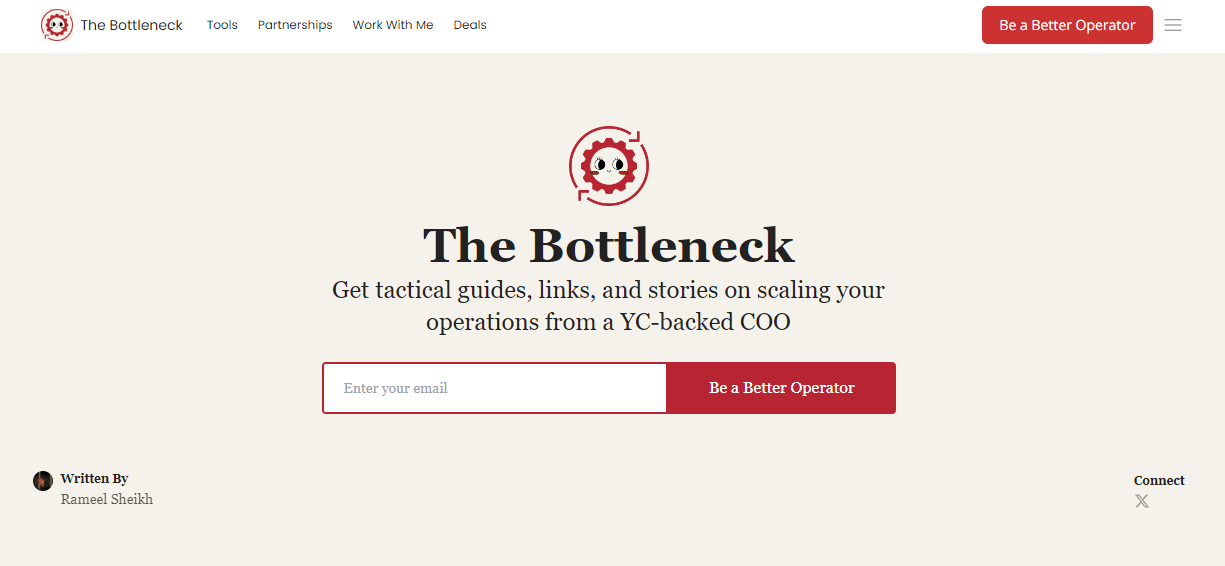 The Bottleneck: Get tactical guides, links and stories on scaling your operations from a YC-backed COO