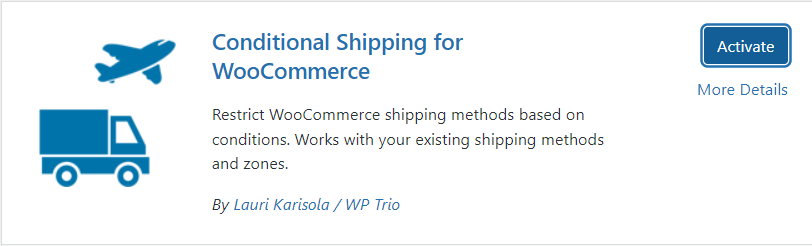 conditional shipping for WooCommerce