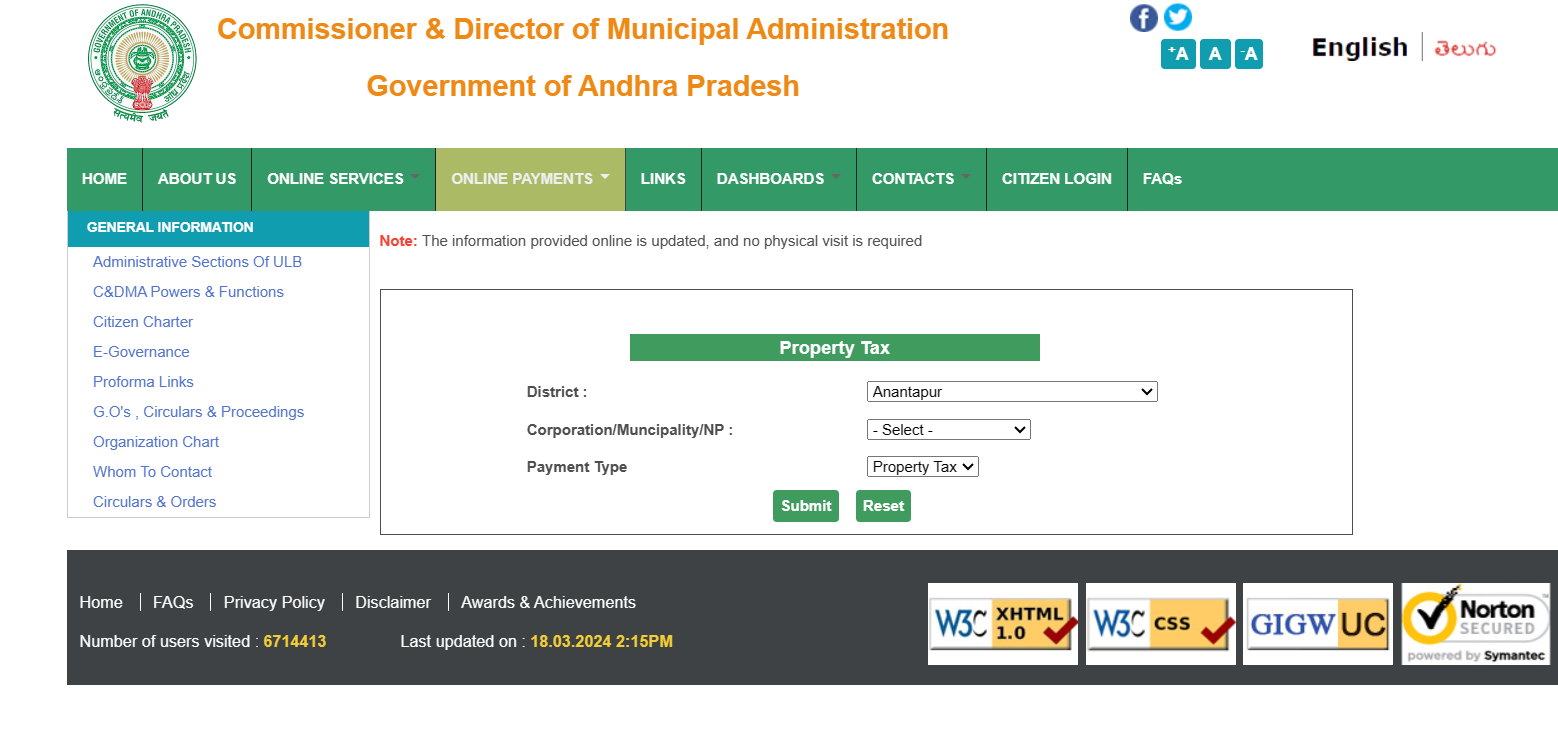 anantapur property tax