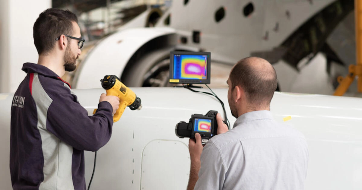 JeJet Aviation technicians use infrared thermography to inspect an aircraft.