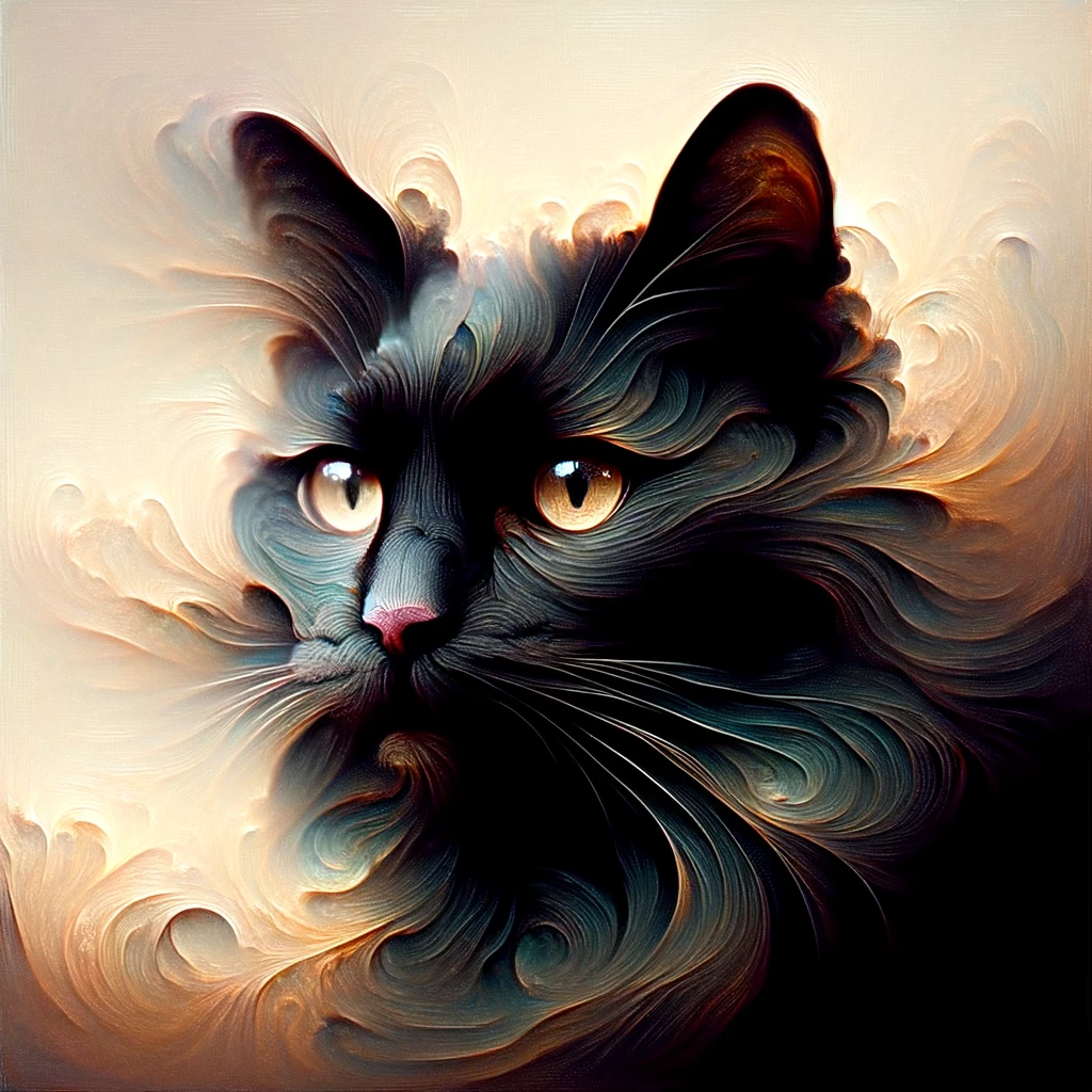 An image of a black cat in GAN art style