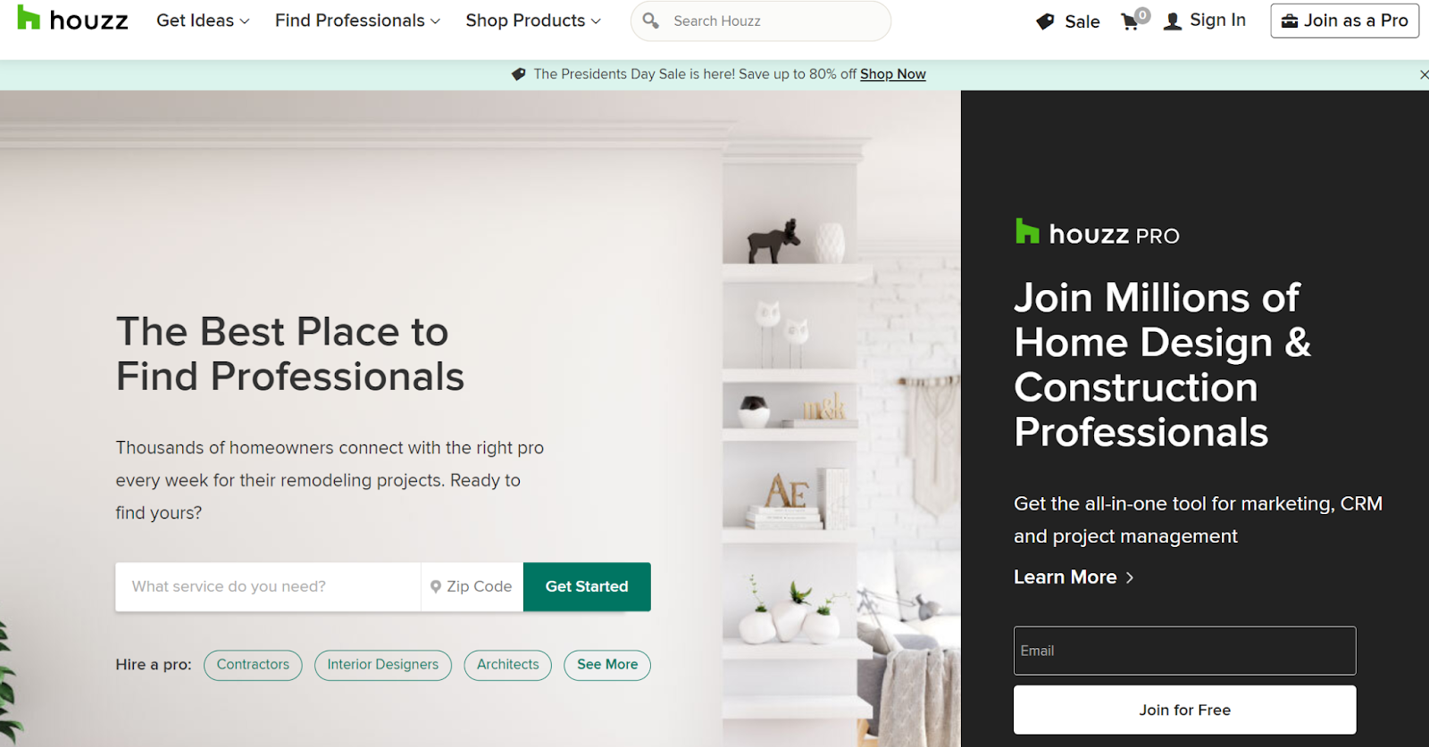 Houzz website home page