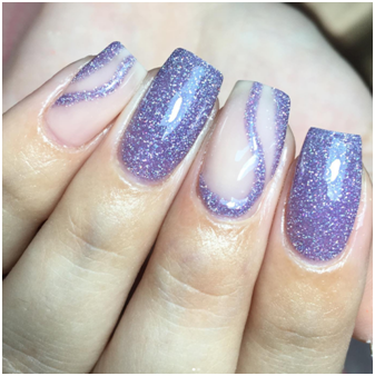 Ash Curves Glitter Nail Design