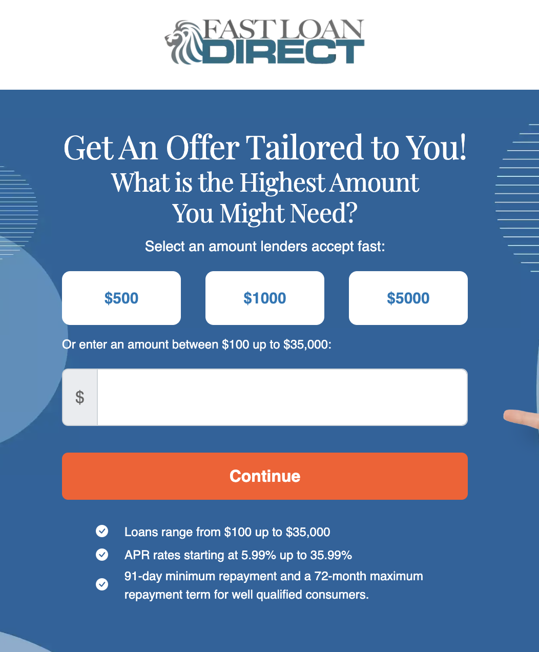 Fast Loan direct application screenshot