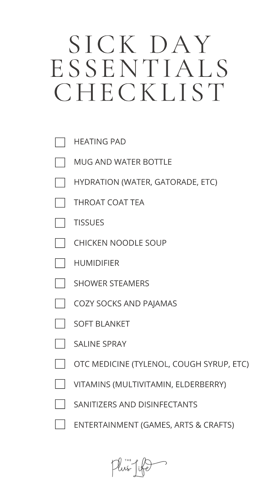 sick day essentials checklist