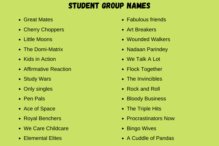 Student Group Names