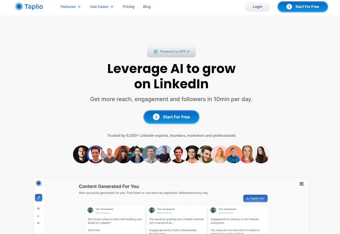 Taplio: Leverage AI to grow in LinkedIn