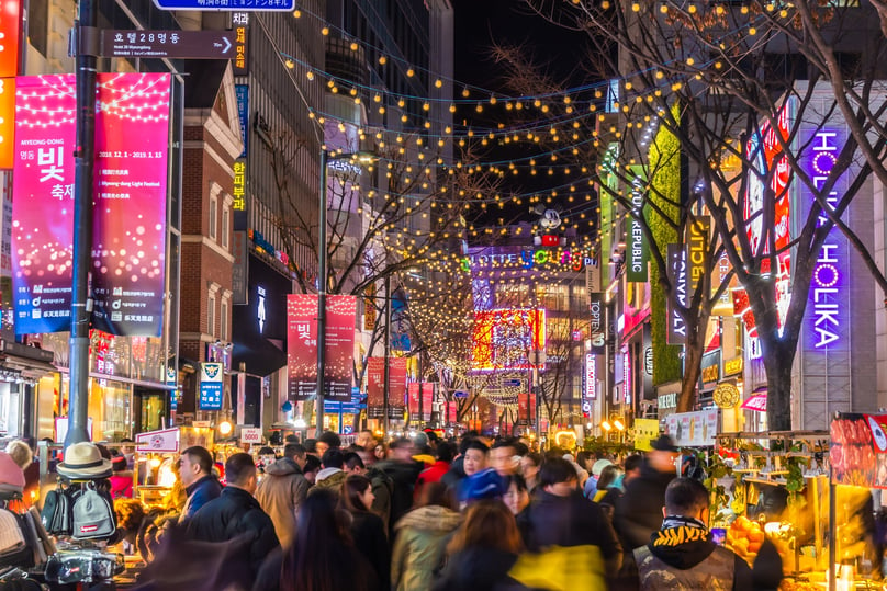 Myeongdong shopping area in South Korea. Photo courtesy of Metro Star.