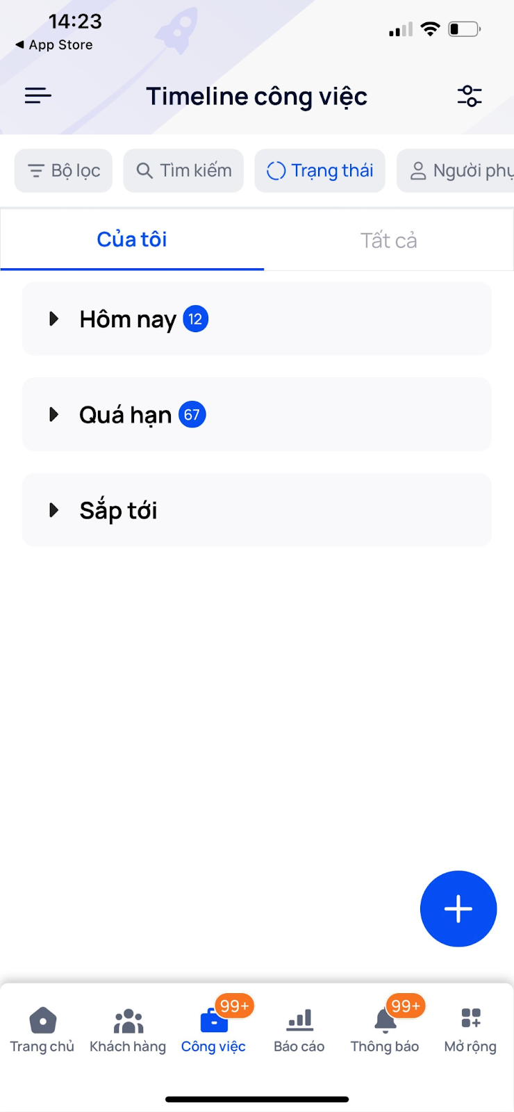 Công việc mới trên app