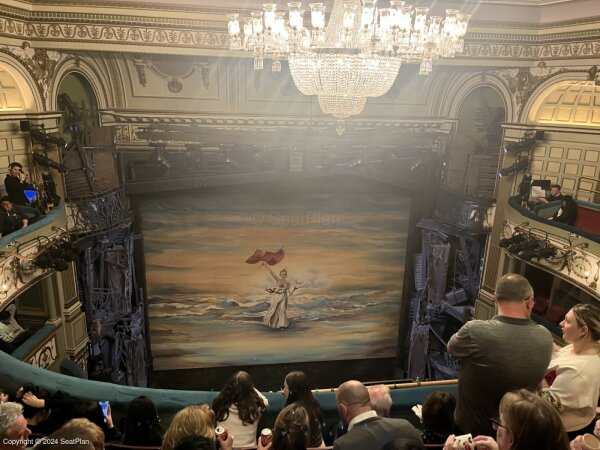 View from seat Grand Circle E18 at Sondheim Theatre in London for Les Miserables