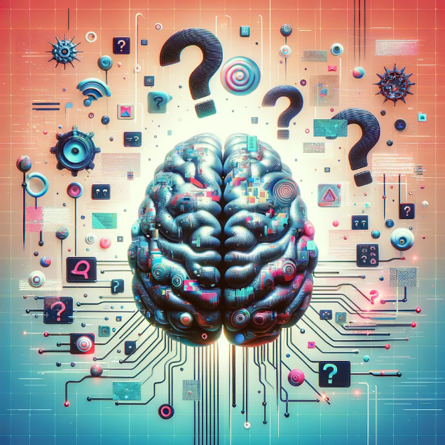 A brain with many question marks


