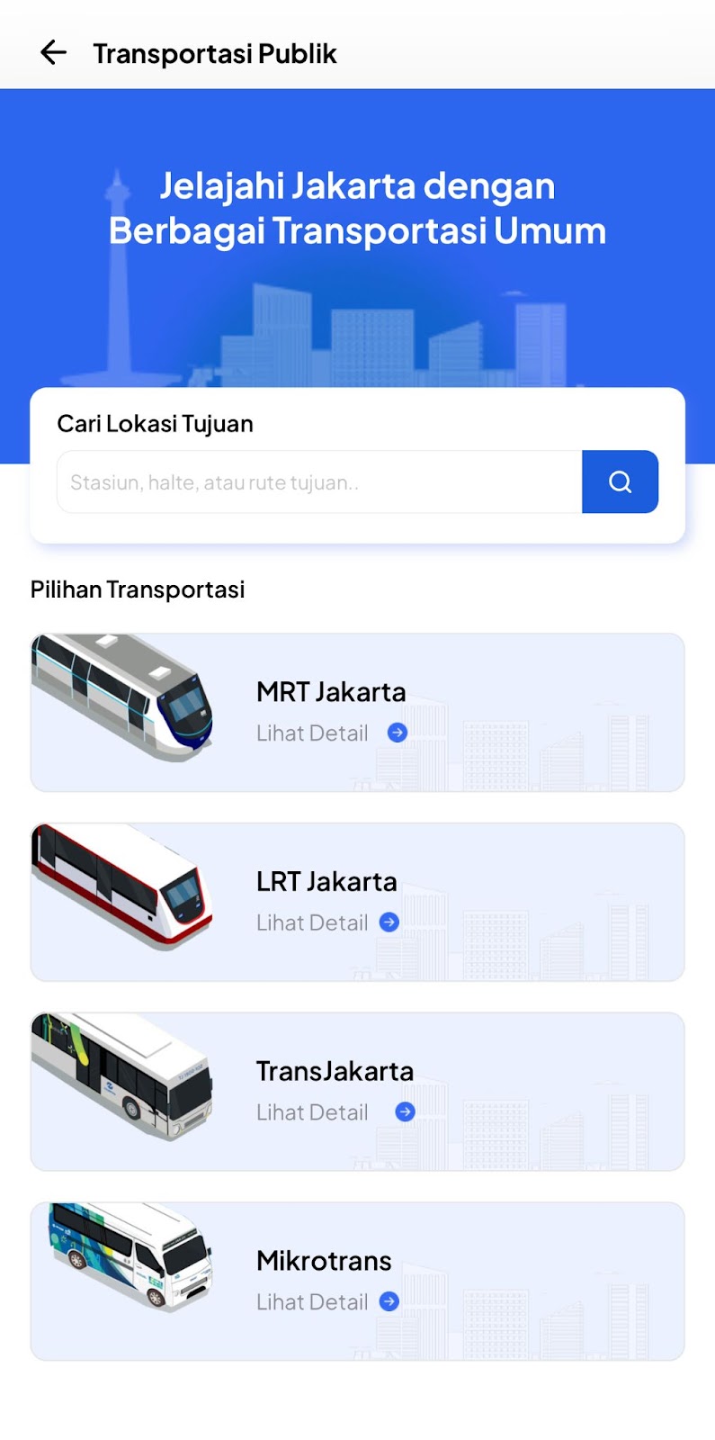 Fitur Transportasi Publik di JAKI untuk cek rute transportasi umum