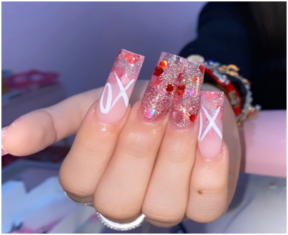 Clear and Glitter Nail Design