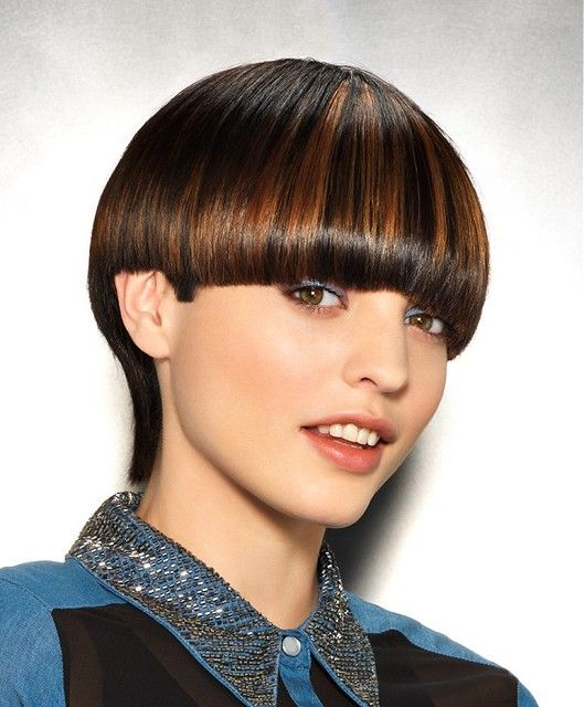 Picture of a girl wearing the Bowl Cut with Straight Bangs