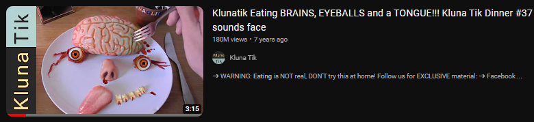 Klunatik Eating Brains, Eyeballs and a Tongue
