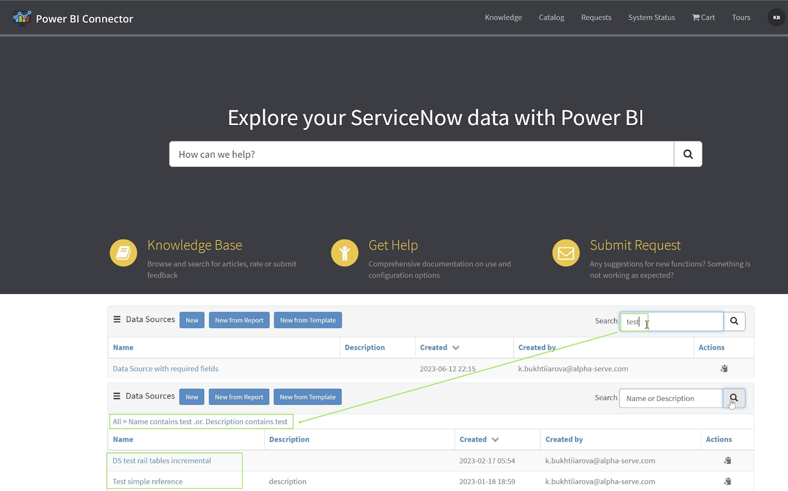 Power BI Connector page