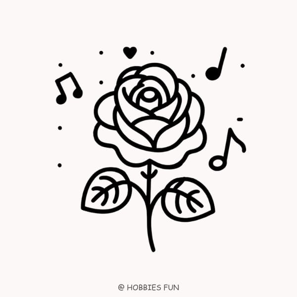 Easy Rose in Music Drawing