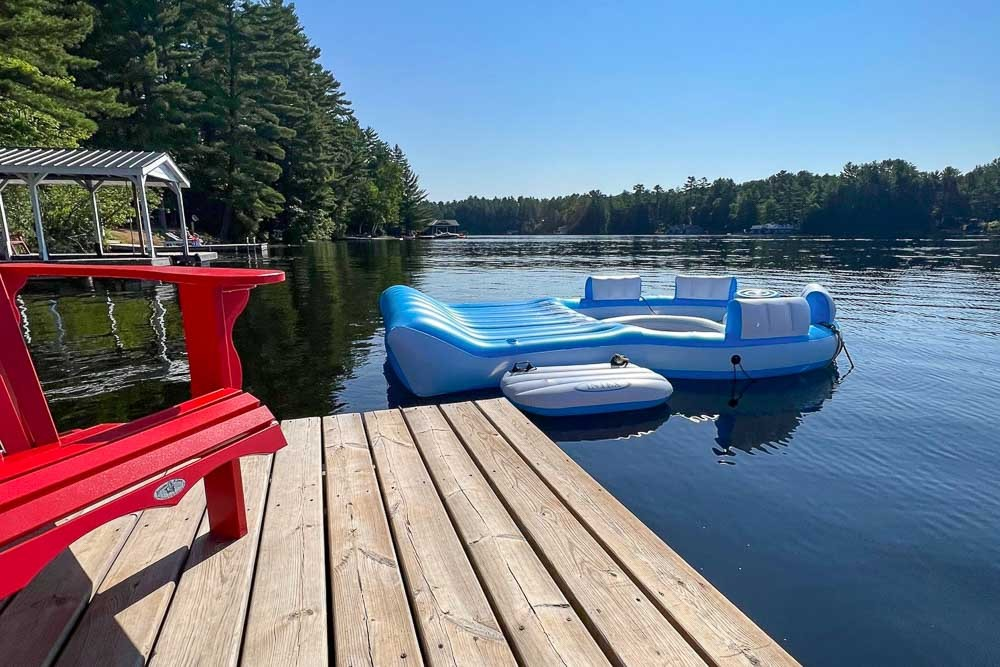 Cottage dock on Lake of Bays, one of the best lakes in Muskoka