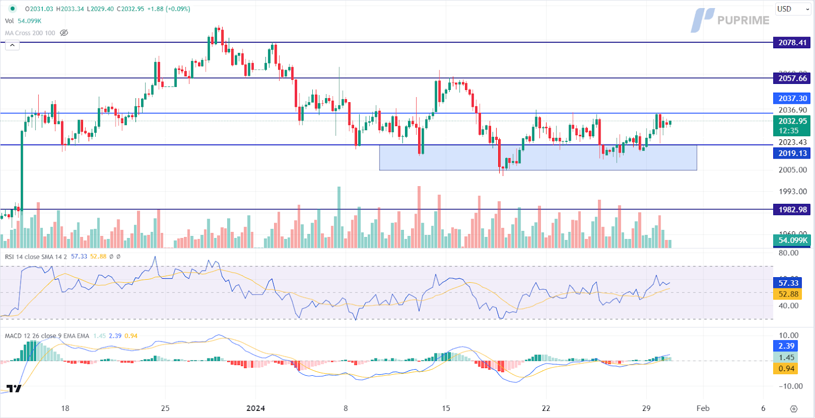 gold price chart 30 January 2024