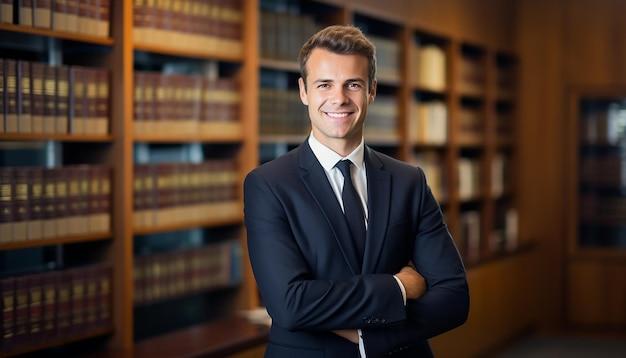 Happy smiling male lawyer with formal suit