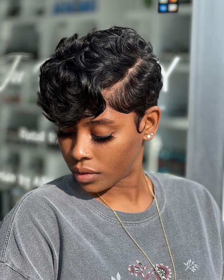  Pixie Cut With Side-Swept Bang