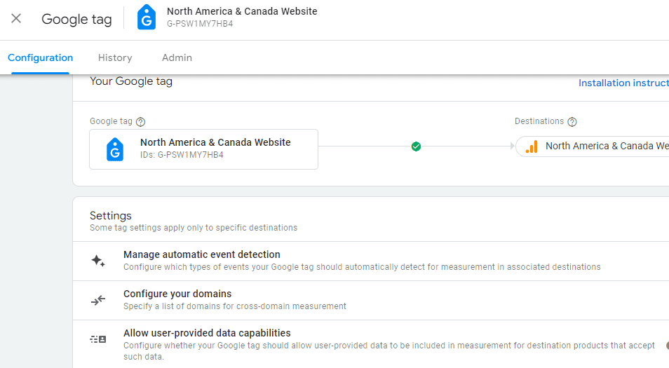 Click Configure Your Domains in Web Stream Details in GA4.