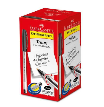 Caneta Esferográfica Trilux Preta Faber Castell