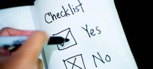 A checklist with “yes” and “no” in it