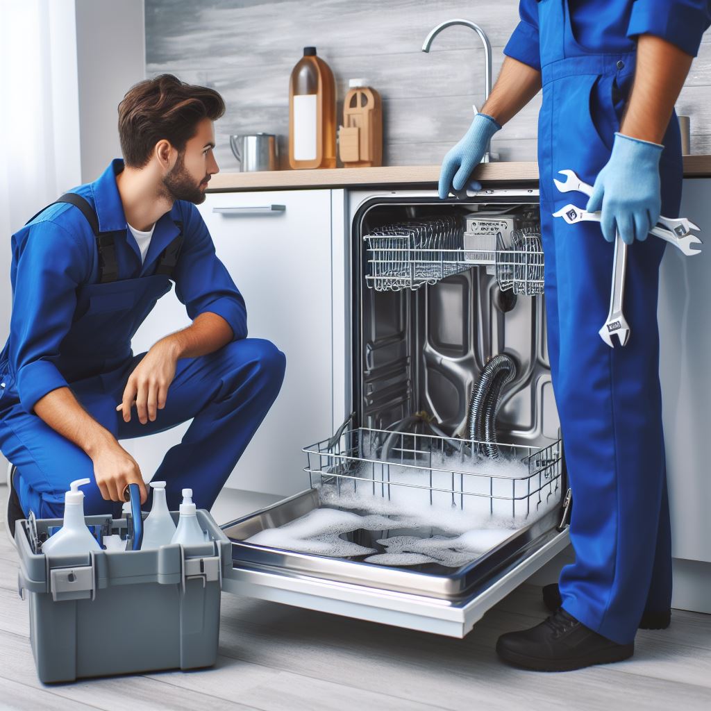 This image shows the Dishwasher repairing, Dishwasher Repair Strategies 