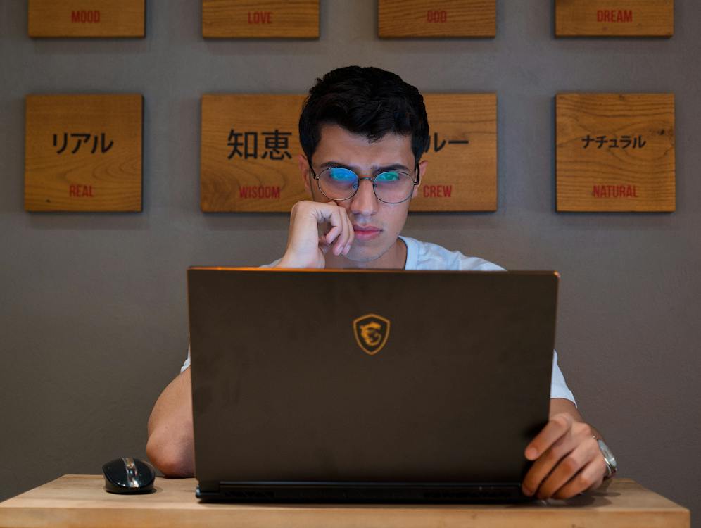 A person working on a laptop