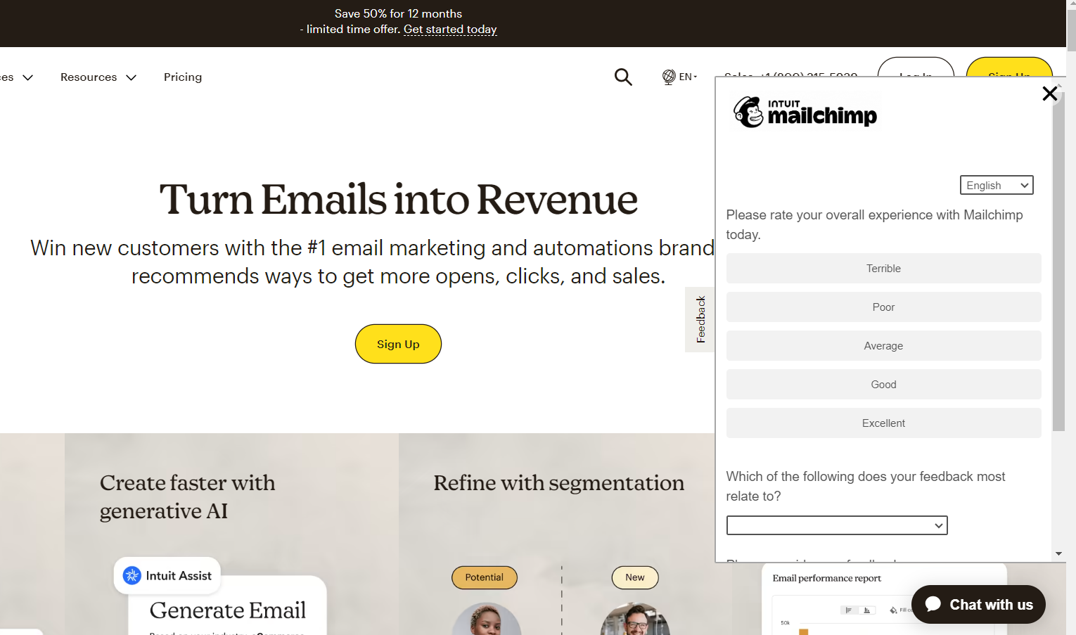 example below featuring Mailchimp, you can observe how they use website surveys