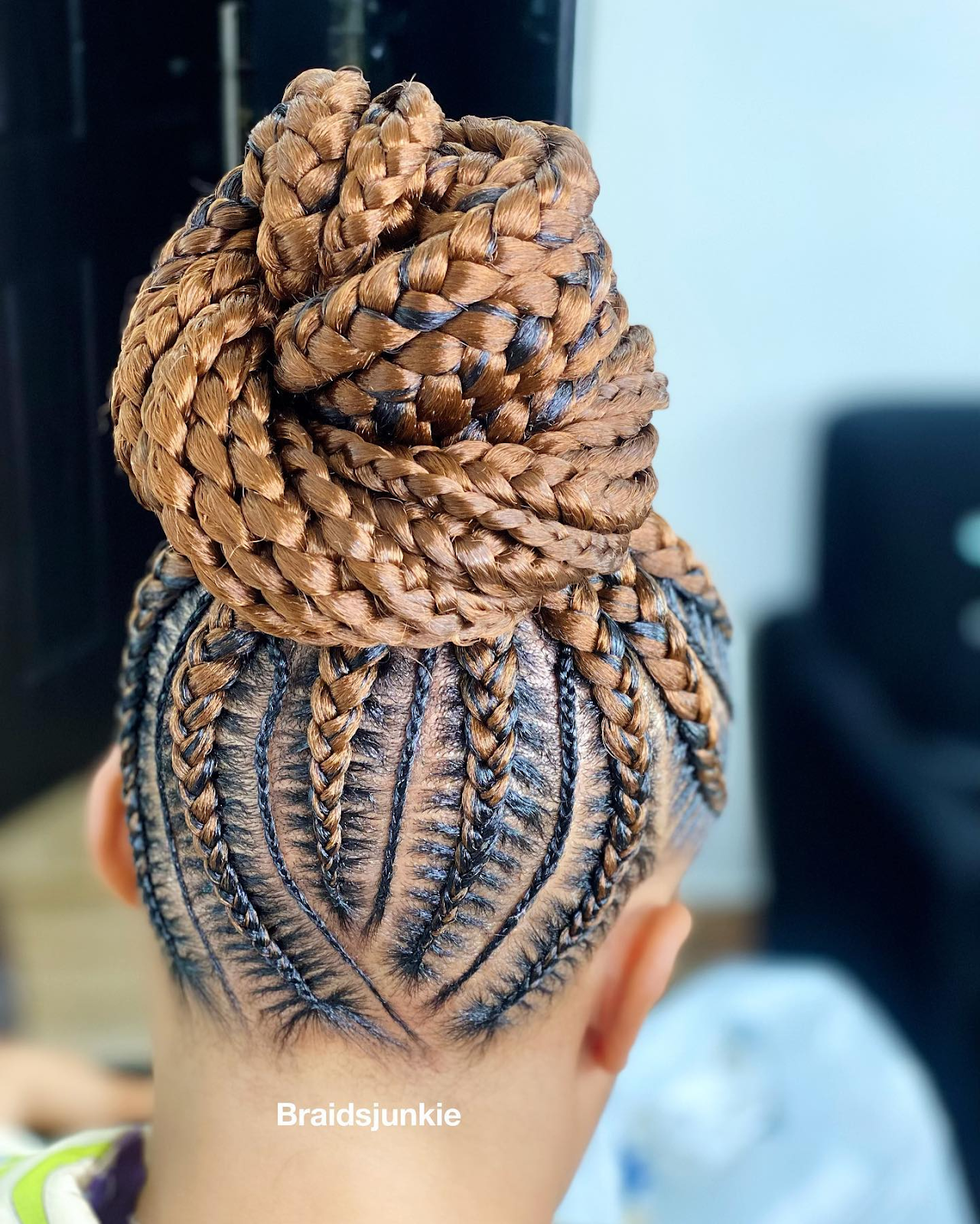 Brown  Braided Bun for Black Hair