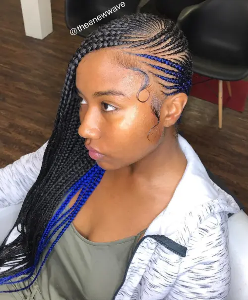 Picture showing the two-tone gorgeous side cornrows