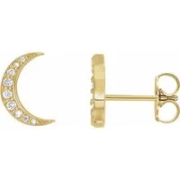 14K Yellow 1/10 CTW Diamond Crescent Moon Earrings