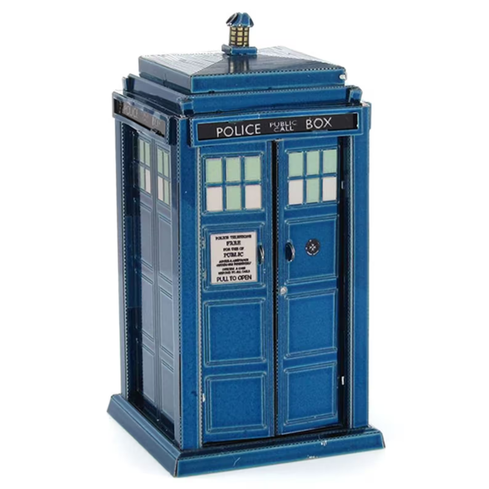 A craft metal 3d puzzle of the Tardis from Doctor Who