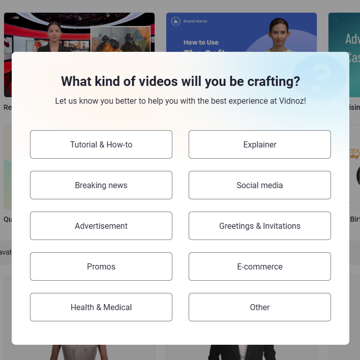Select Instagram Video Type with Vidnoz AI
